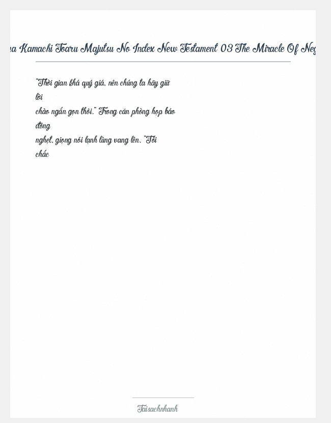 Trích đoạn Kazuma Kamachi Toaru Majutsu No Index New Testament 03 The Miracle Of Negative Necessities Vol 03