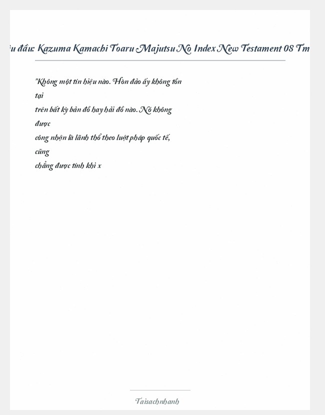 Trích đoạn Kazuma Kamachi Toaru Majutsu No Index New Testament 08 Tmnint Vol 08