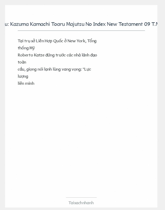 Trích đoạn Kazuma Kamachi Toaru Majutsu No Index New Testament 09 T.M.N.I.N.T. Vol. 09