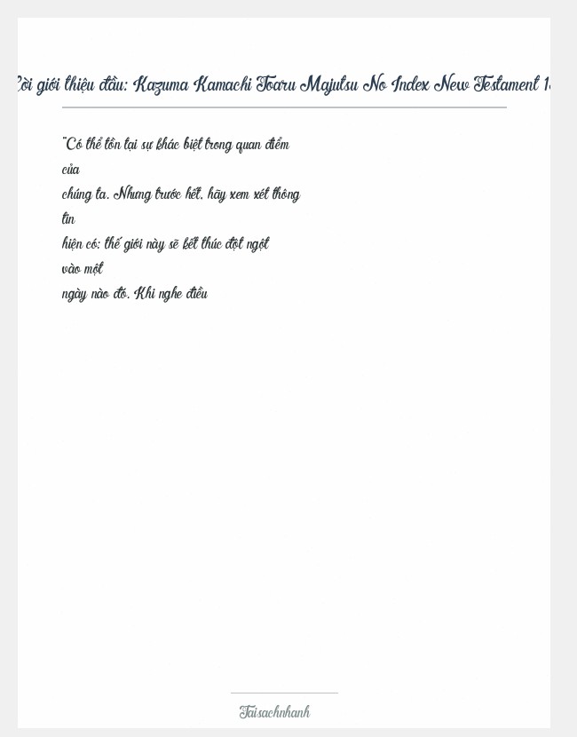 Trích đoạn Kazuma Kamachi Toaru Majutsu No Index New Testament 13
