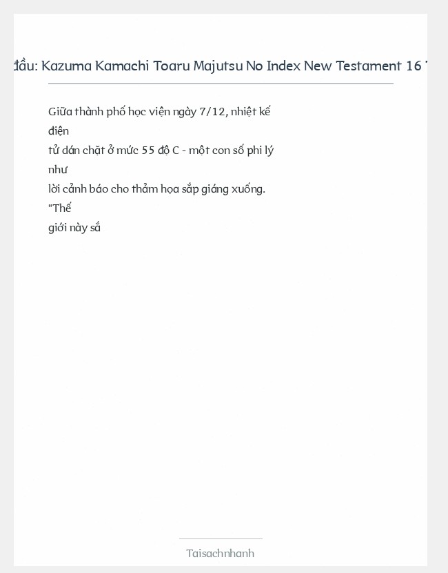 Trích đoạn Kazuma Kamachi Toaru Majutsu No Index New Testament 16 Tmnint Vol 16