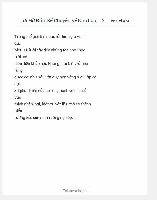 Trích đoạn Kể Chuyện Về Kim Loại - X.I. Venetxki