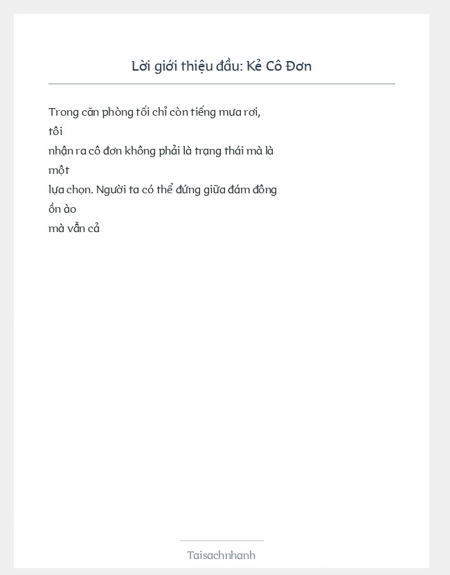 Trích đoạn Kẻ Cô Đơn