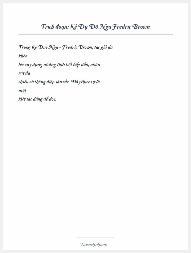 Trích đoạn Kẻ Dụ Dỗ Nga Fredric Brown