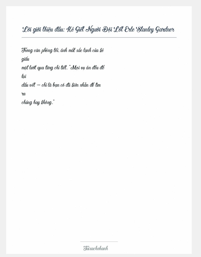 Trích đoạn Kẻ Giết Người Đội Lốt Erle Stanley Gardner