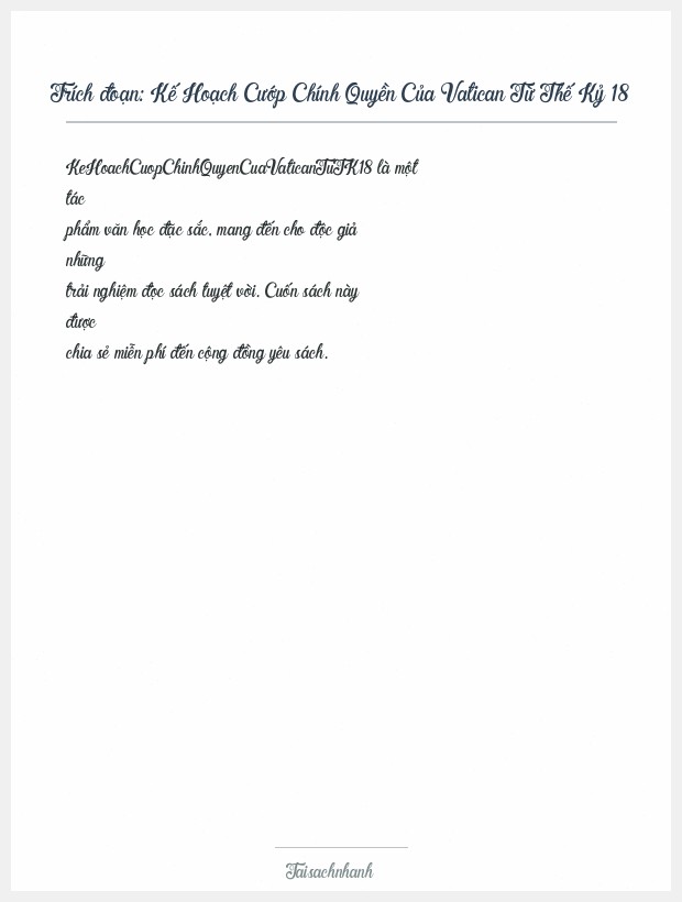 Trích đoạn Kế Hoạch Cướp Chính Quyền Của Vatican Từ Thế Kỷ 18