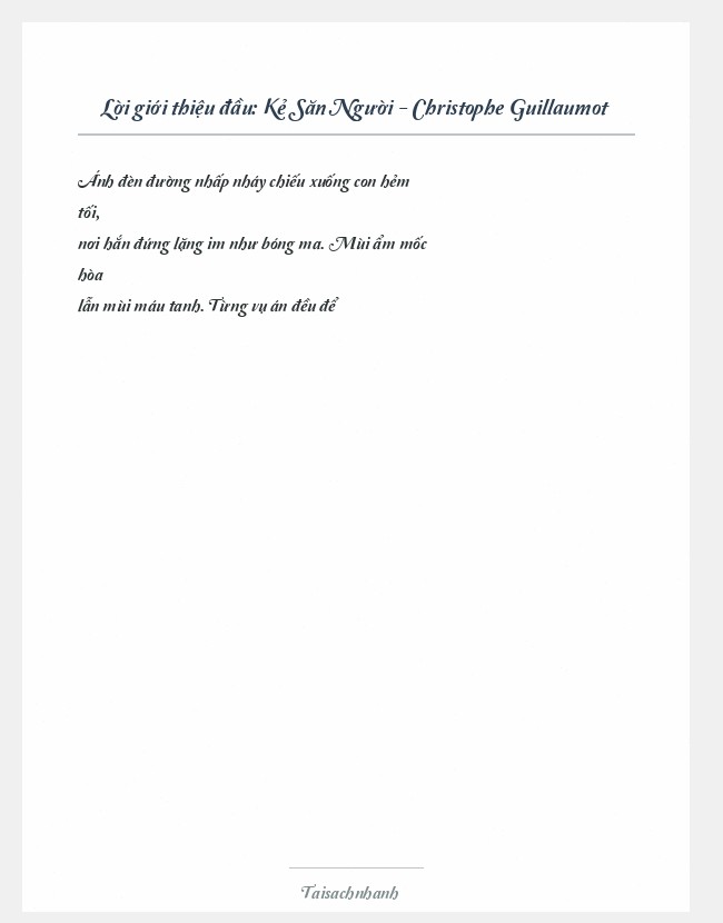 Trích đoạn Kẻ Săn Người - Christophe Guillaumot