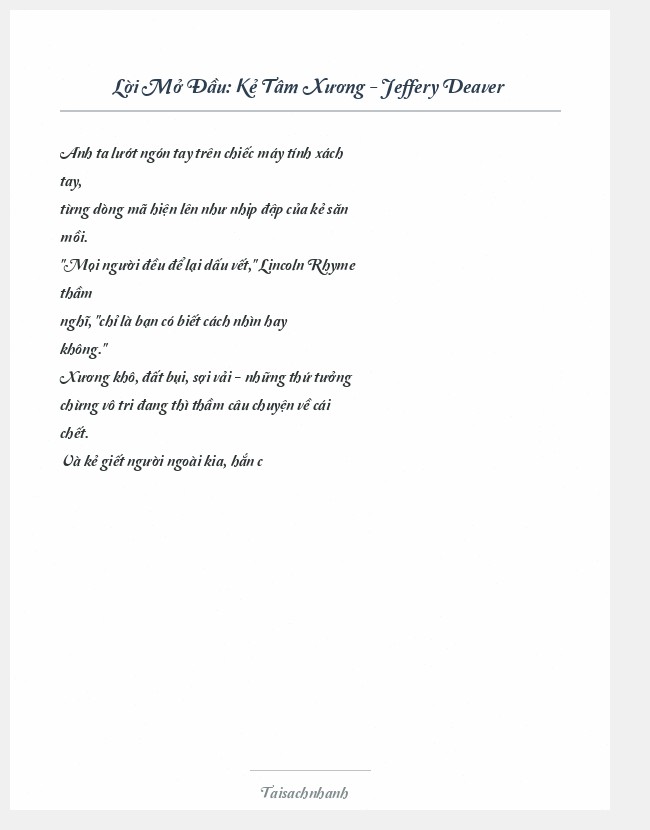 Trích đoạn Kẻ Tâm Xương - Jeffery Deaver