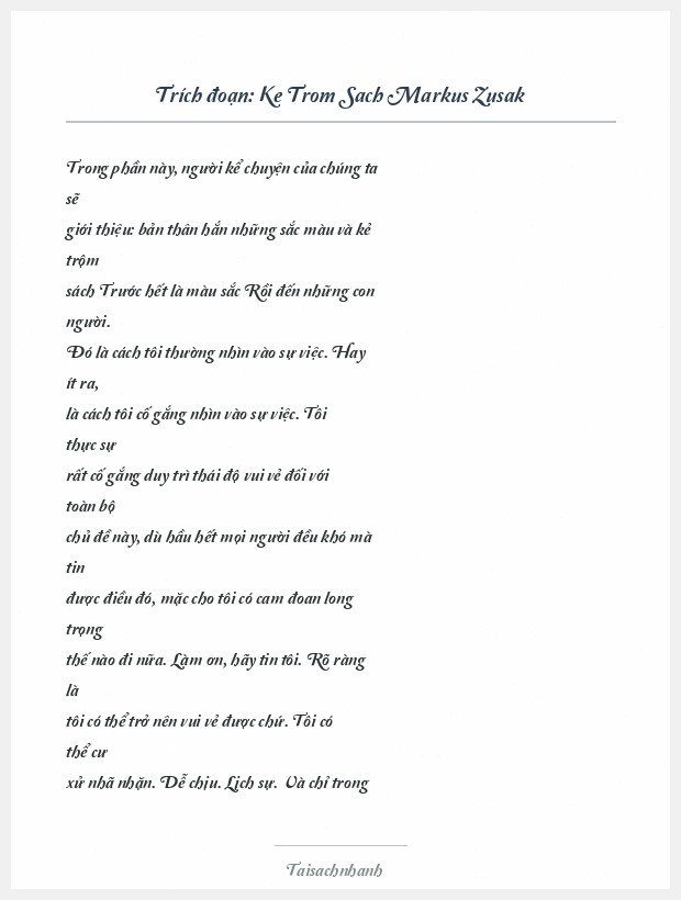 Trích đoạn Ke Trom Sach Markus Zusak