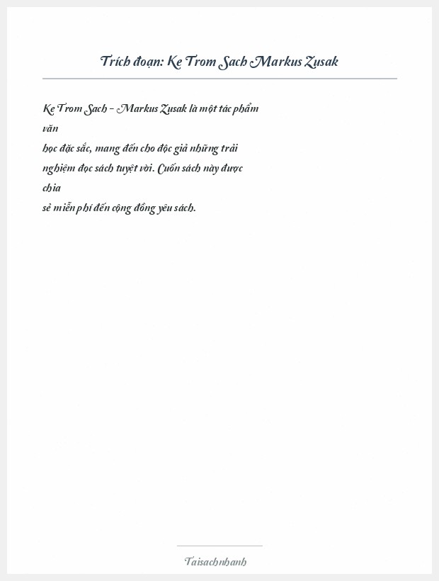 Trích đoạn Ke Trom Sach Markus Zusak