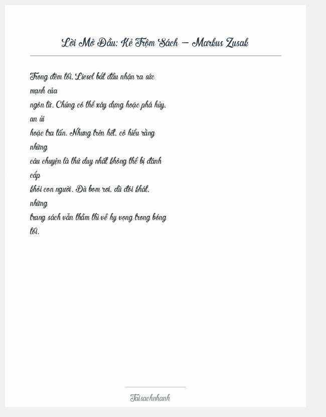 Trích đoạn Kẻ Trộm Sách - Markus Zusak