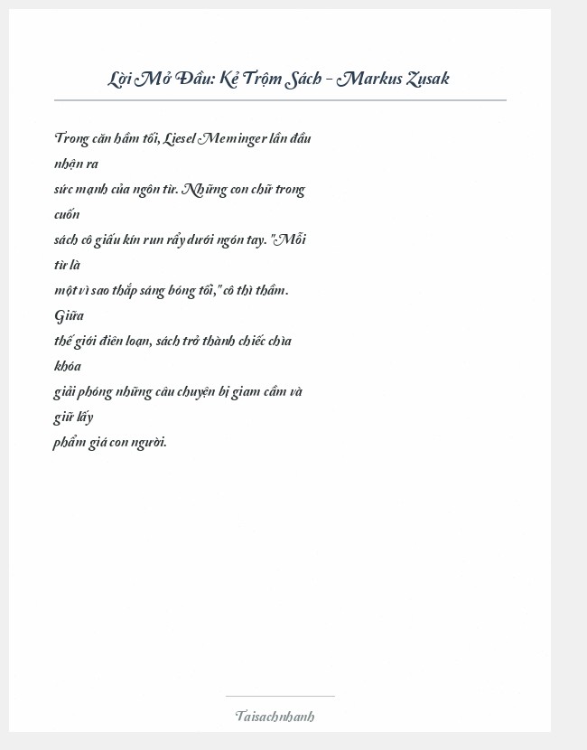 Trích đoạn Kẻ Trộm Sách - Markus Zusak