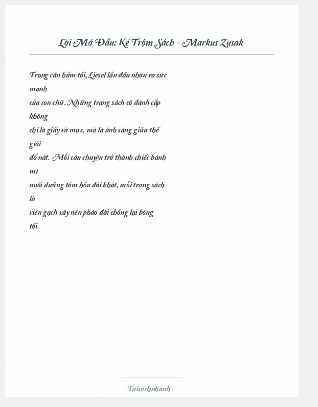 Trích đoạn Kẻ Trộm Sách - Markus Zusak