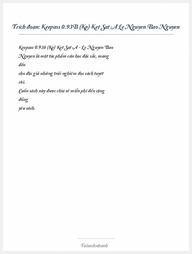 Trích đoạn Keepass 0.93B (Kp) Ket Sat A Le Nguyen Bao Nguyen