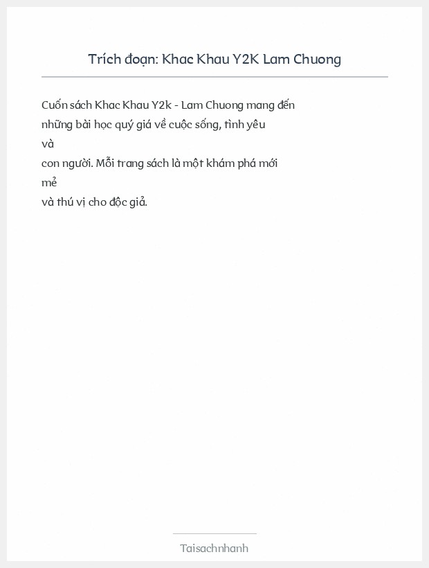 Trích đoạn Khac Khau Y2K Lam Chuong