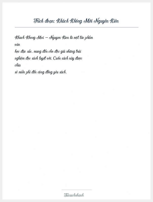 Trích đoạn Khách Không Mời Nguyên Kiên