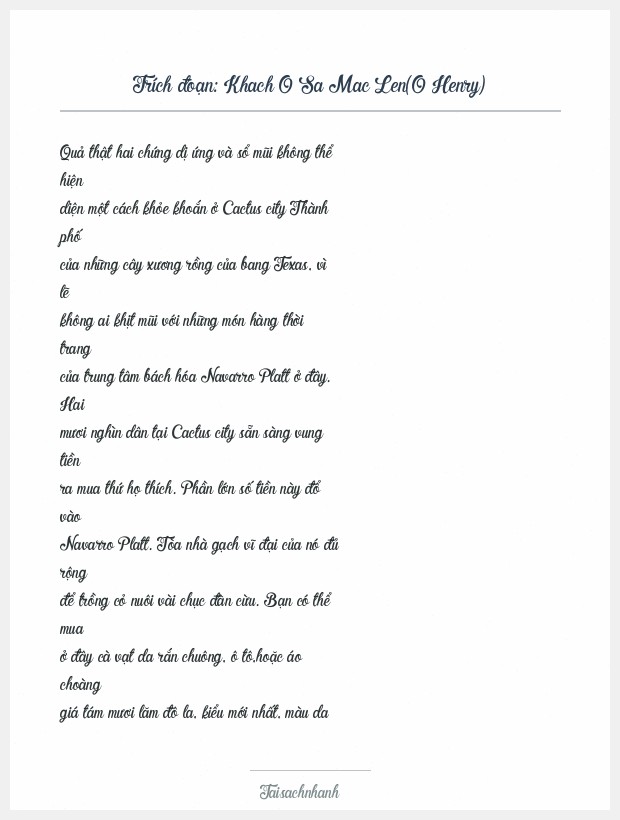 Trích đoạn Khach O Sa Mac Len(O Henry)