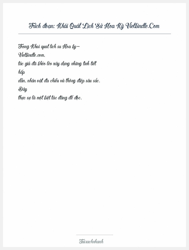 Trích đoạn Khái Quát Lịch Sử Hoa Kỳ Vietkindle.Com