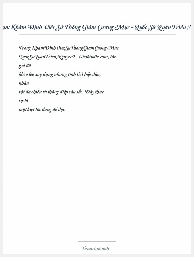 Trích đoạn Khâm Định Việt Sử Thông Giám Cương Mục - Quốc Sử Quán Triều Nguyễn 2
