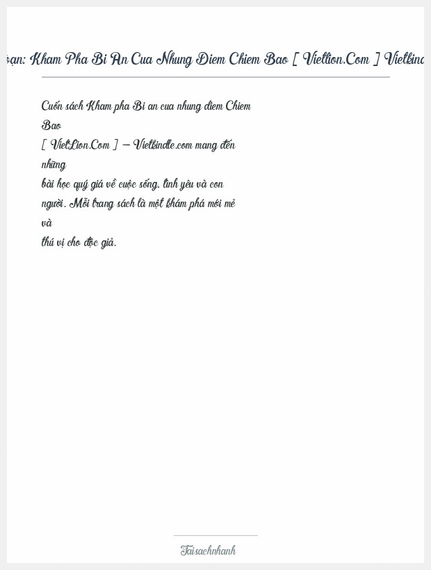 Trích đoạn Kham Pha Bi An Cua Nhung Diem Chiem Bao [ Vietlion.Com ] Vietkindle.Com