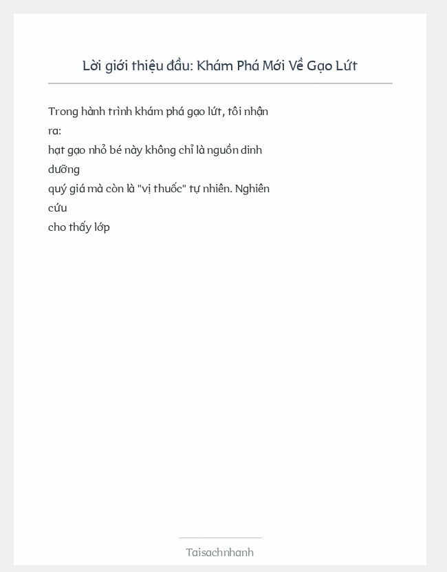 Trích đoạn Khám Phá Mới Về Gạo Lứt