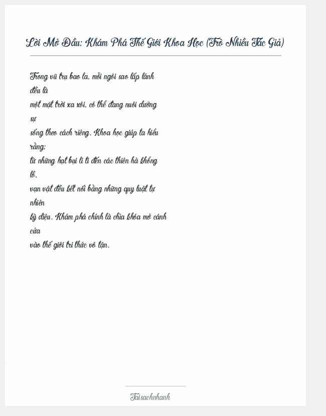 Trích đoạn Khám Phá Thế Giới Khoa Học (Trò Nhiều Tác Giả)
