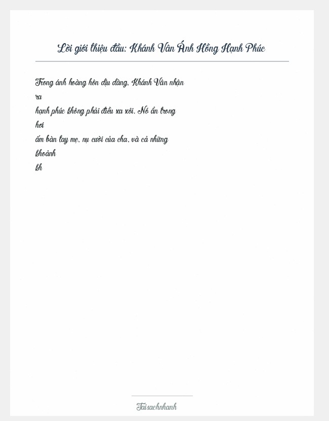 Trích đoạn Khánh Vân Ánh Hồng Hạnh Phúc