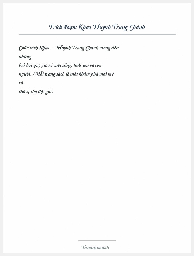 Trích đoạn Khao Huynh Trung Chánh