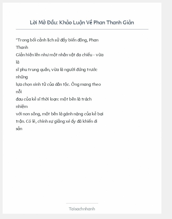 Trích đoạn Khảo Luận Về Phan Thanh Giản