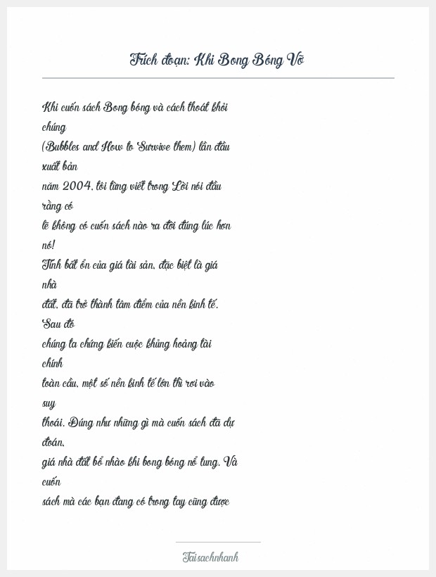 Trích đoạn Khi Bong Bóng Vỡ