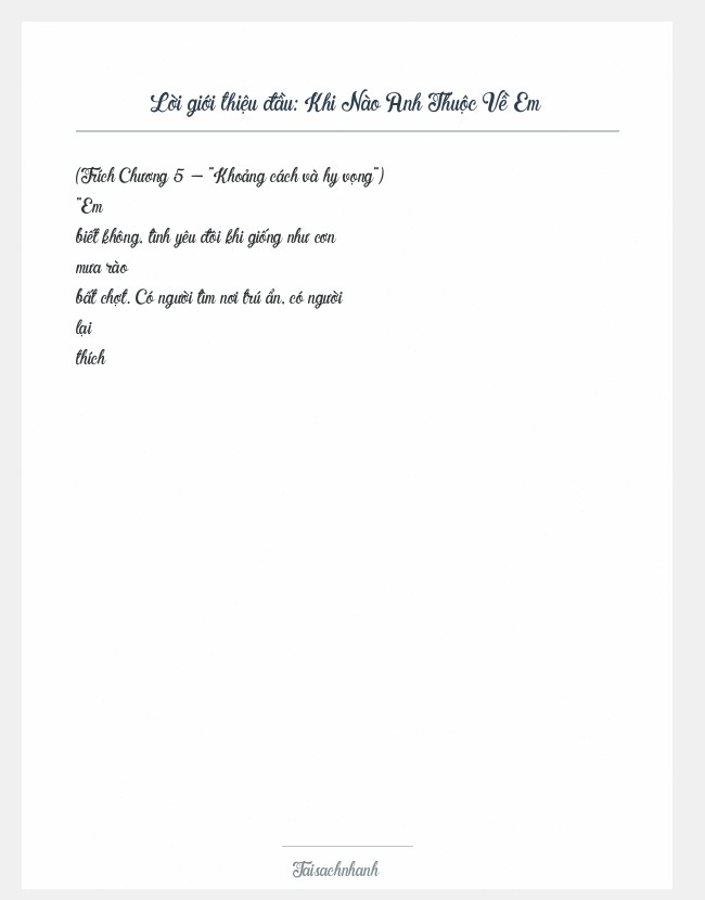 Trích đoạn Khi Nào Anh Thuộc Về Em