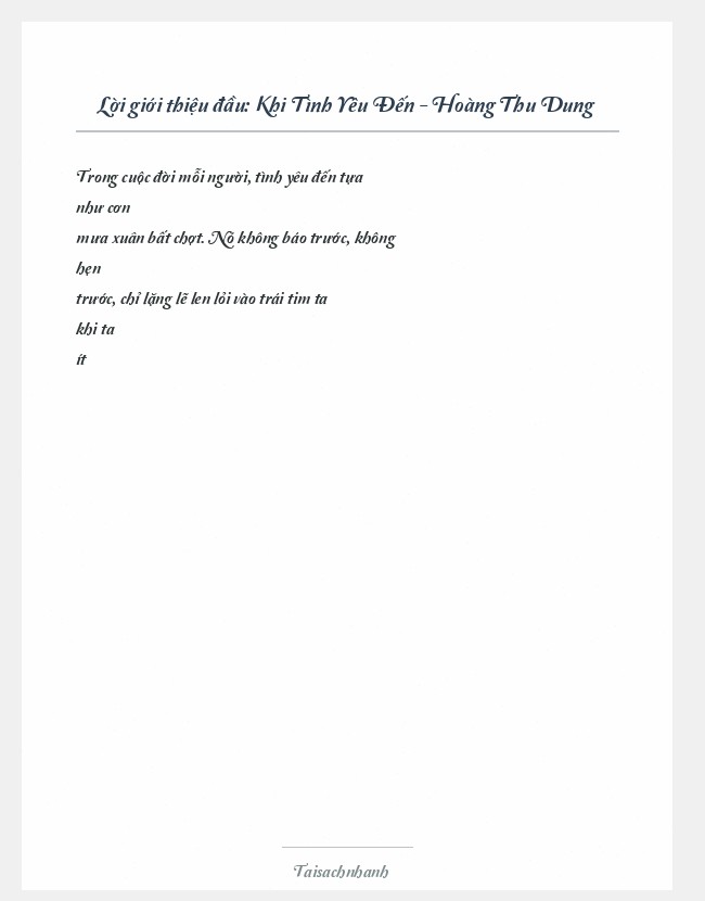 Trích đoạn Khi Tình Yêu Đến - Hoàng Thu Dung