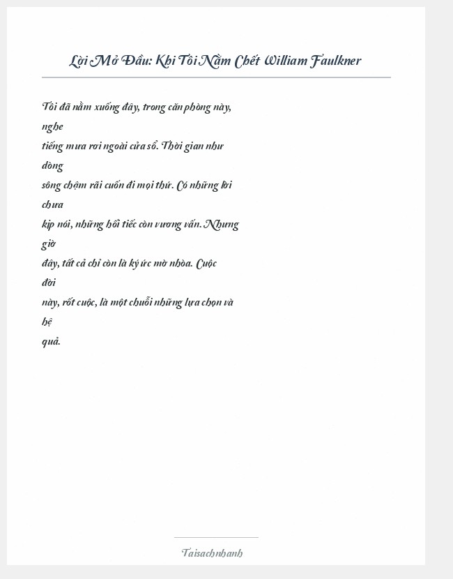 Trích đoạn Khi Tôi Nằm Chết William Faulkner