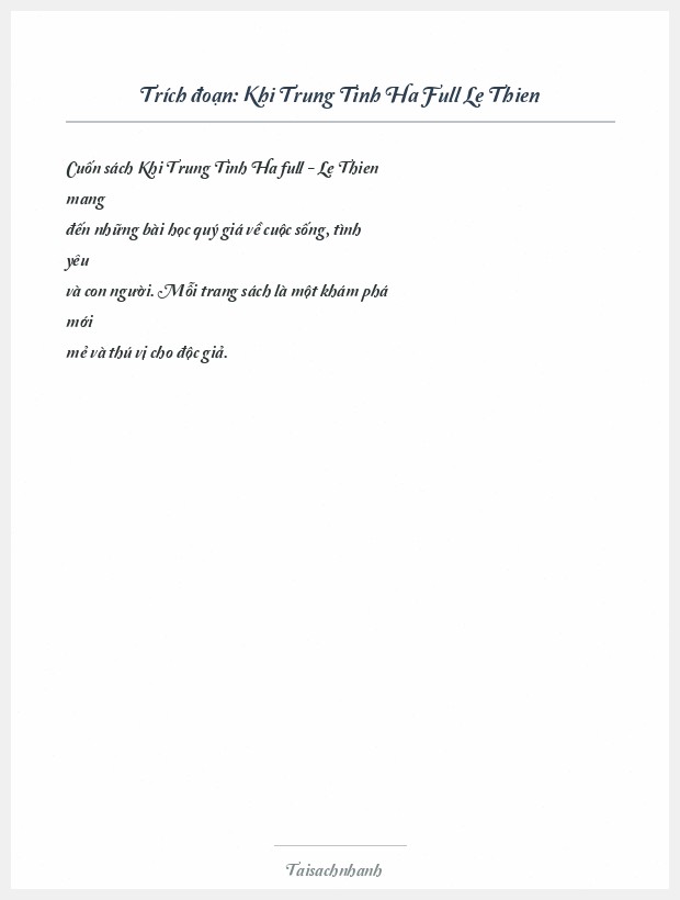 Trích đoạn Khi Trung Tinh Ha Full Le Thien