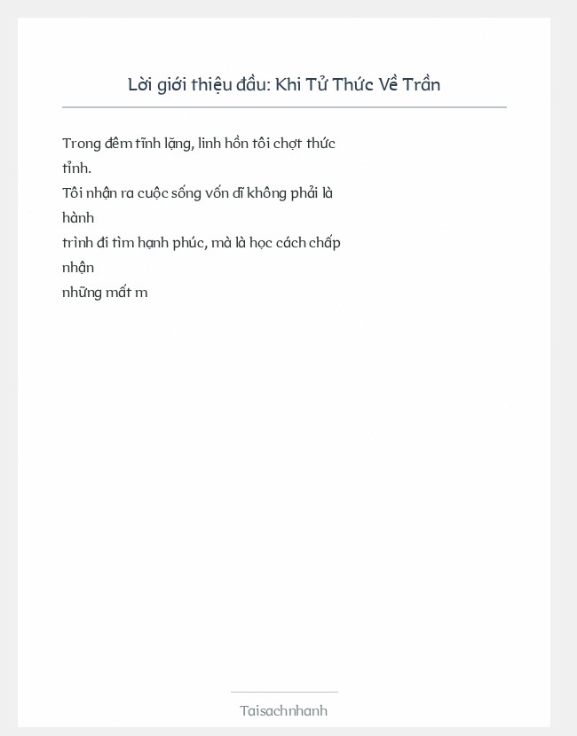 Trích đoạn Khi Tử Thức Về Trần