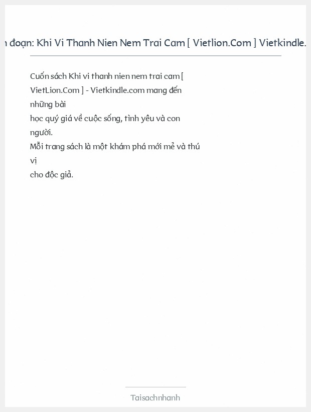 Trích đoạn Khi Vi Thanh Nien Nem Trai Cam [ Vietlion.Com ] Vietkindle.Com