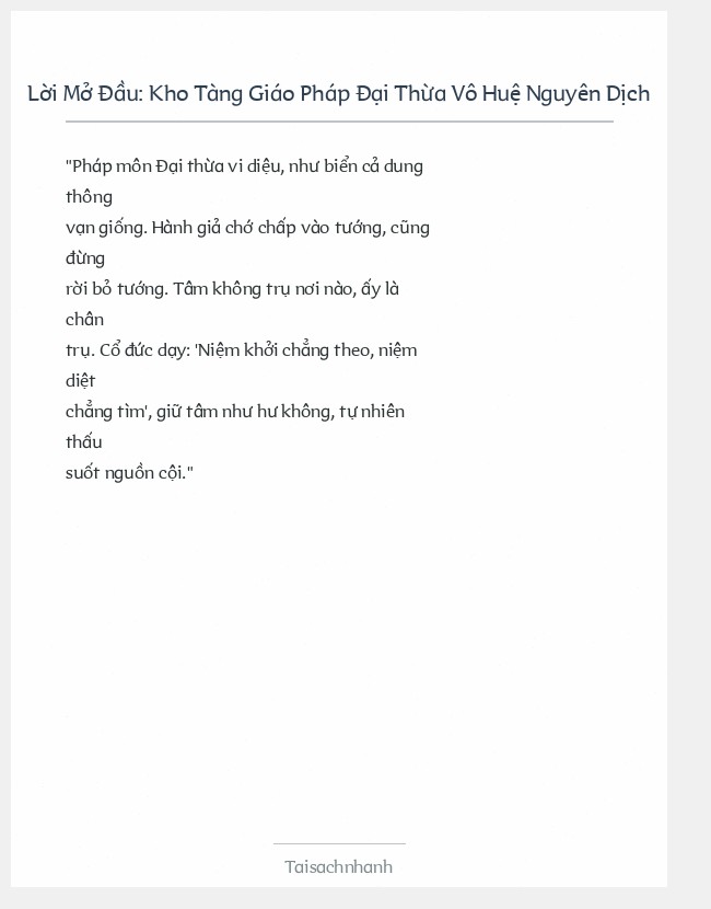 Trích đoạn Kho Tàng Giáo Pháp Đại Thừa Vô Huệ Nguyên Dịch