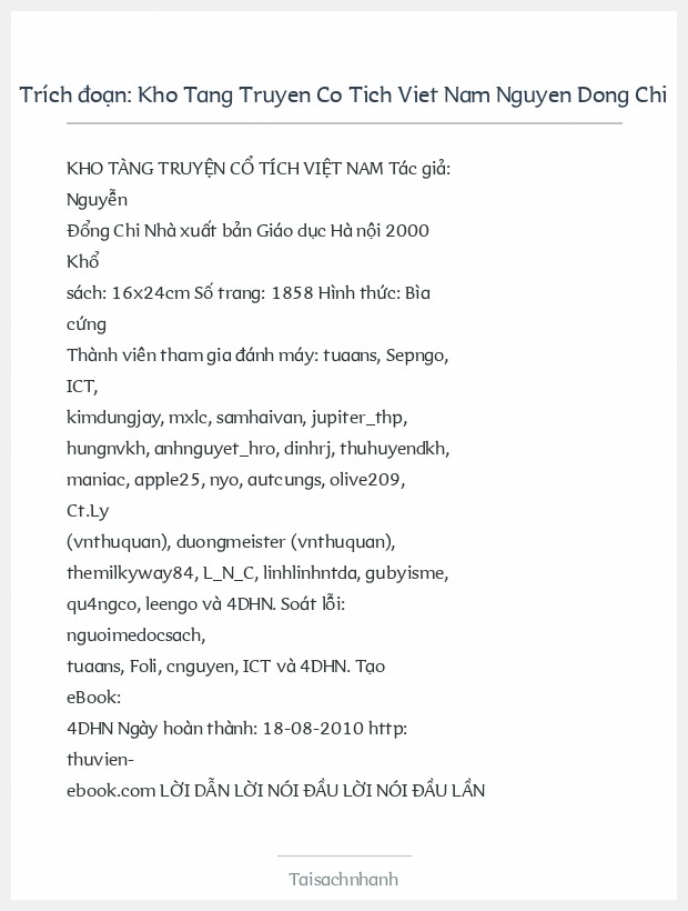 Trích đoạn Kho Tang Truyen Co Tich Viet Nam Nguyen Dong Chi