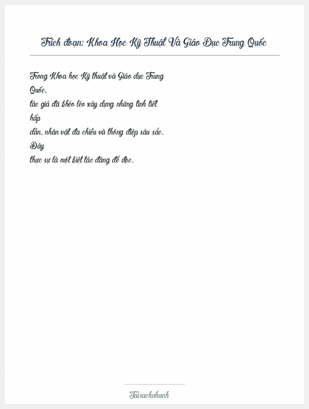 Trích đoạn Khoa Học Kỹ Thuật Và Giáo Dục Trung Quốc