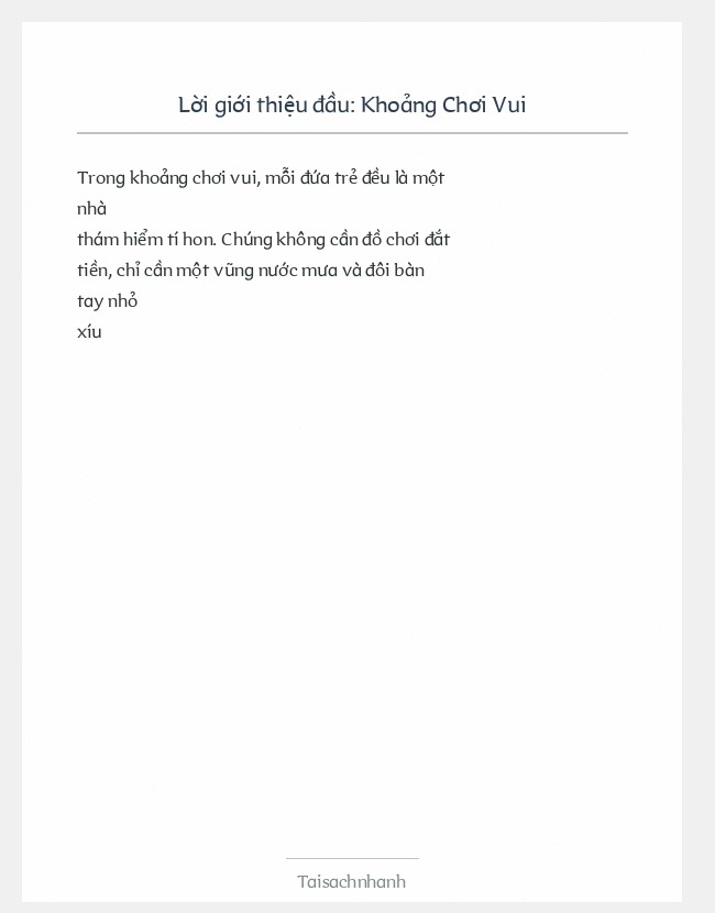 Trích đoạn Khoảng Chơi Vui