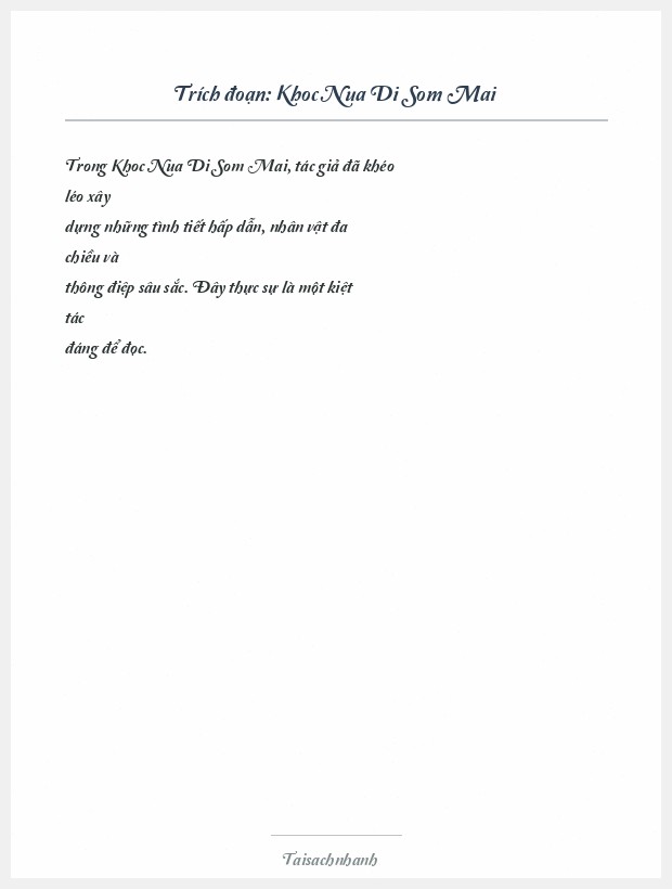 Trích đoạn Khoc Nua Di Som Mai