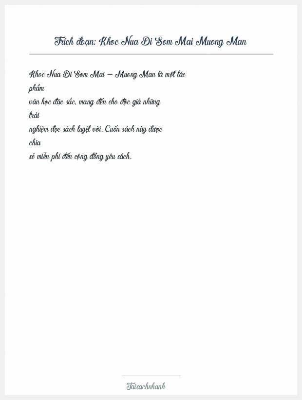 Trích đoạn Khoc Nua Di Som Mai Muong Man