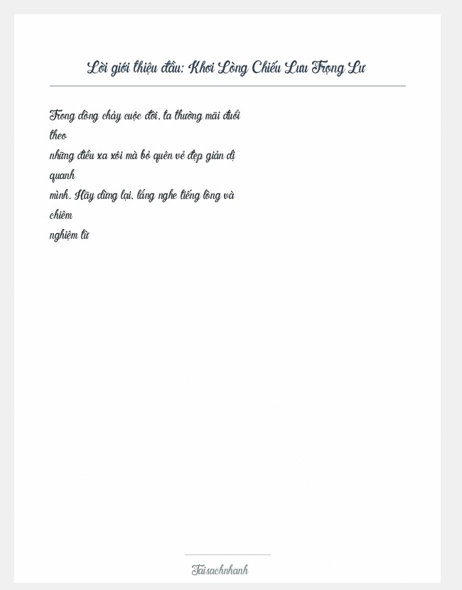 Trích đoạn Khơi Lòng Chiếu Lưu Trọng Lư