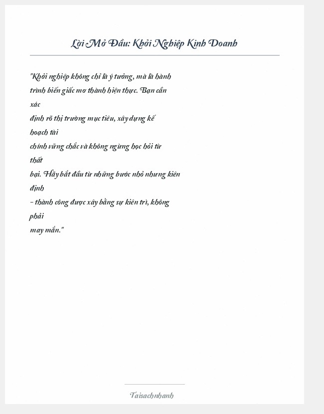 Trích đoạn Khởi Nghiệp Kinh Doanh