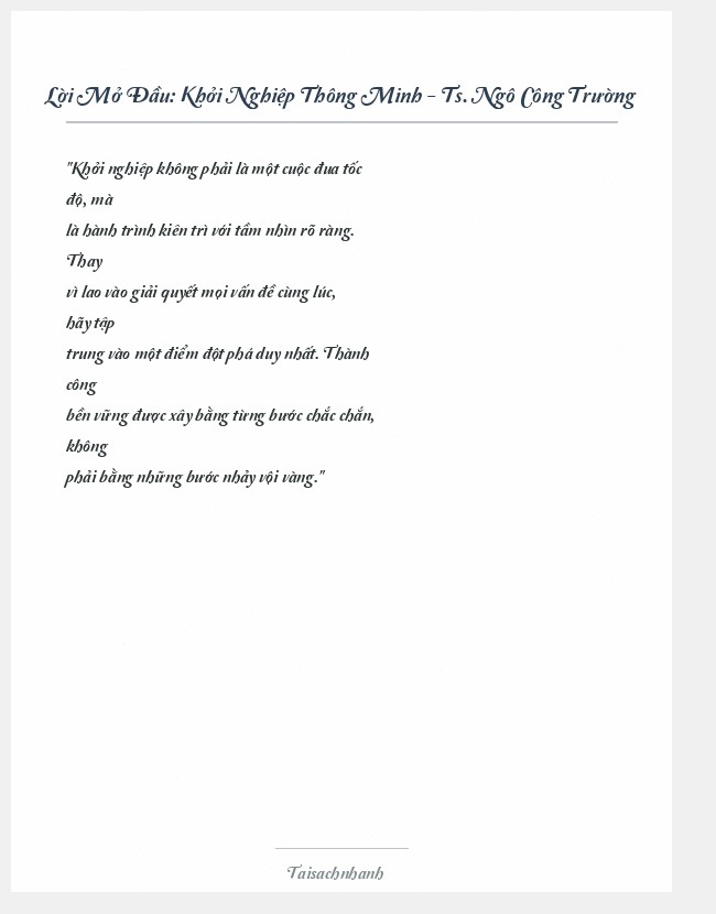 Trích đoạn Khởi Nghiệp Thông Minh - Ts. Ngô Công Trường