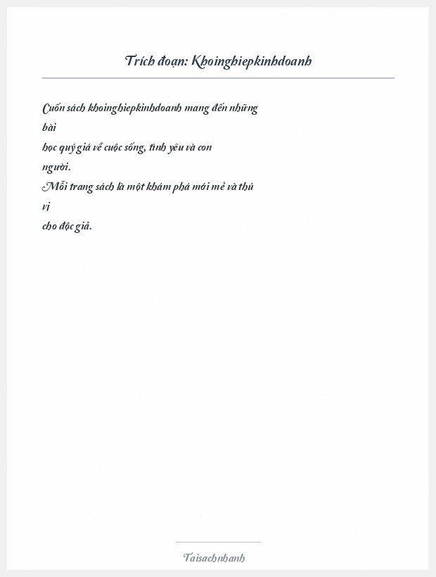 Trích đoạn Khoinghiepkinhdoanh