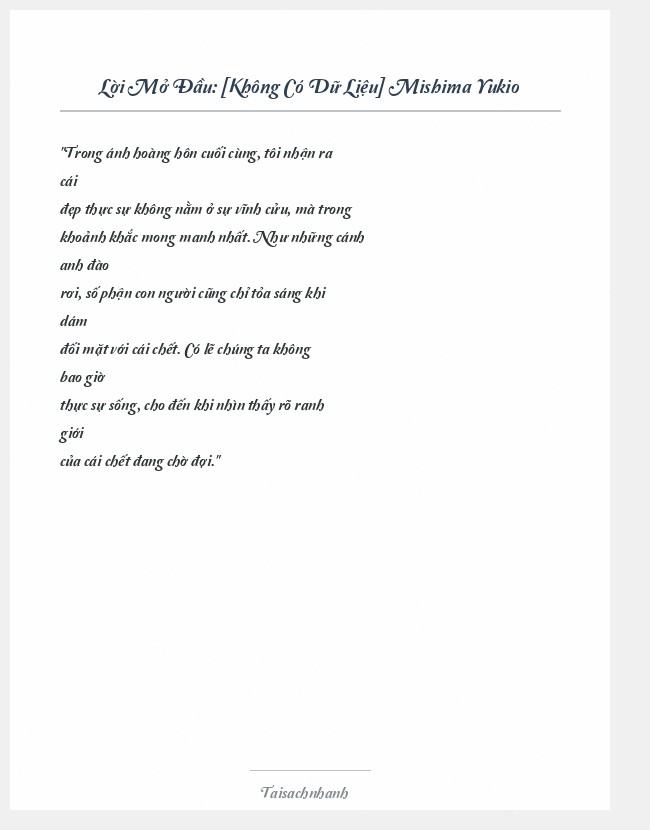 Trích đoạn [Không Có Dữ Liệu] Mishima Yukio