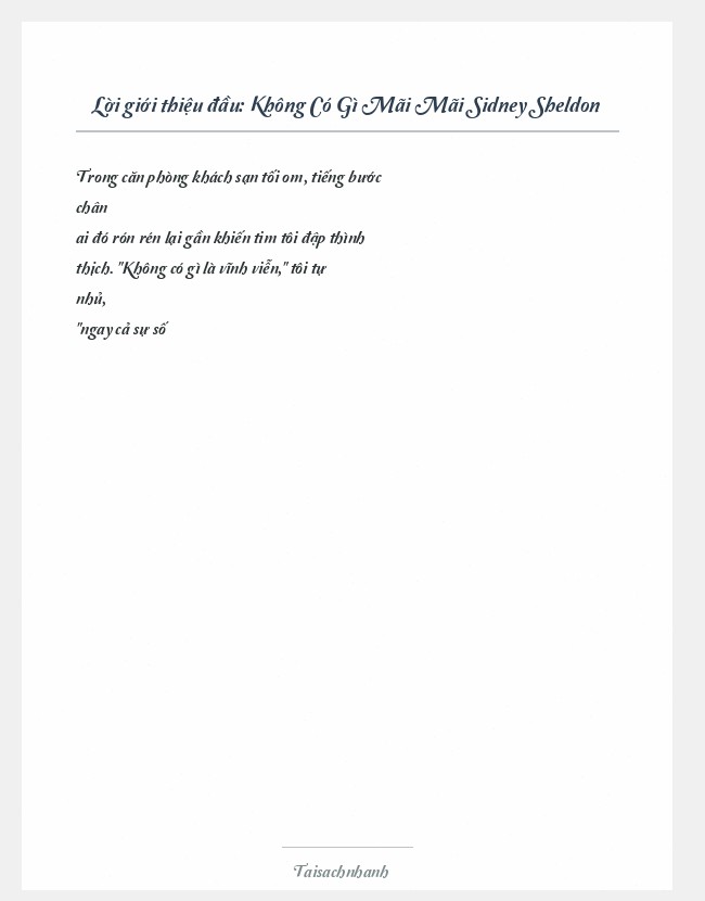 Trích đoạn Không Có Gì Mãi Mãi Sidney Sheldon