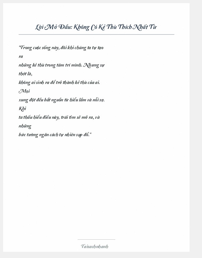 Trích đoạn Không Có Kẻ Thù Thích Nhất Từ