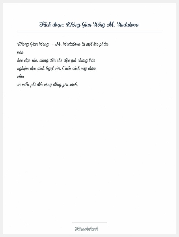 Trích đoạn Không Gian Sống M. Sudakova
